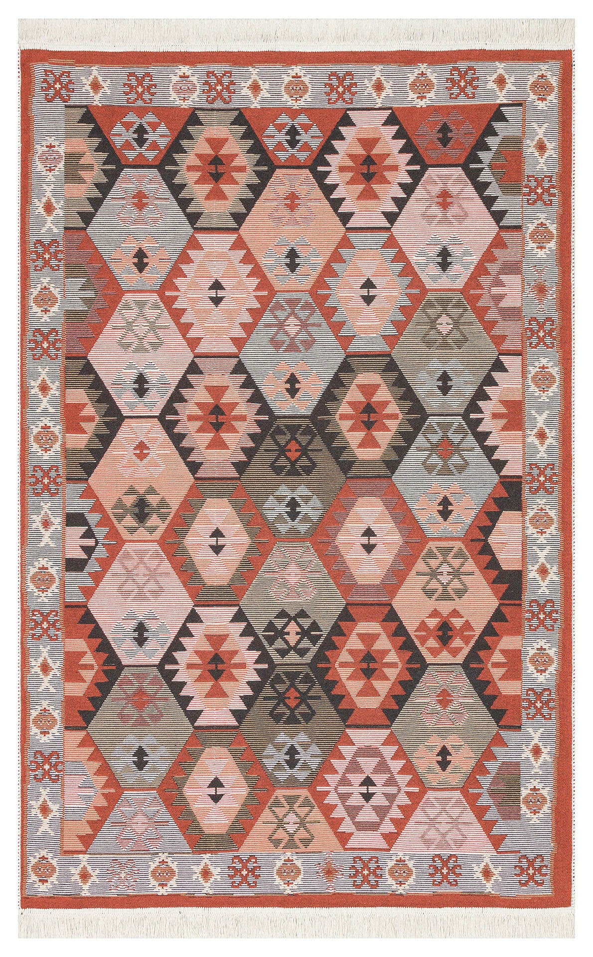 Arya AR 42 Çok Renkli - Yıkanabilir Çift Taraflı Modern Dokuma Kilim